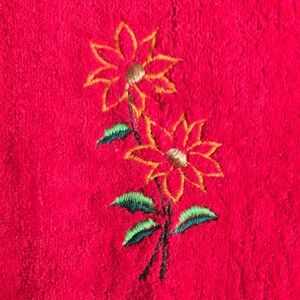 Vintage Poinsettia Holiday Fingertip Towel